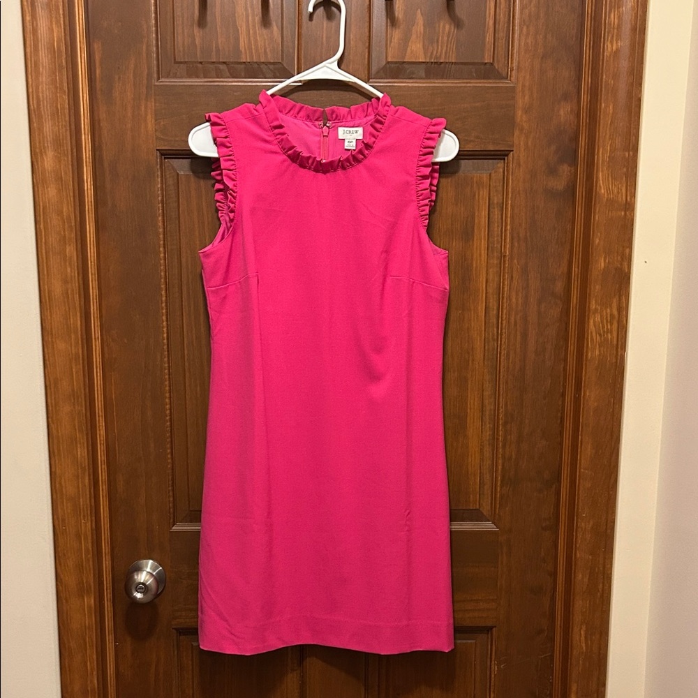 J. Crew Vibrant Pink Ruffle Mini Dress